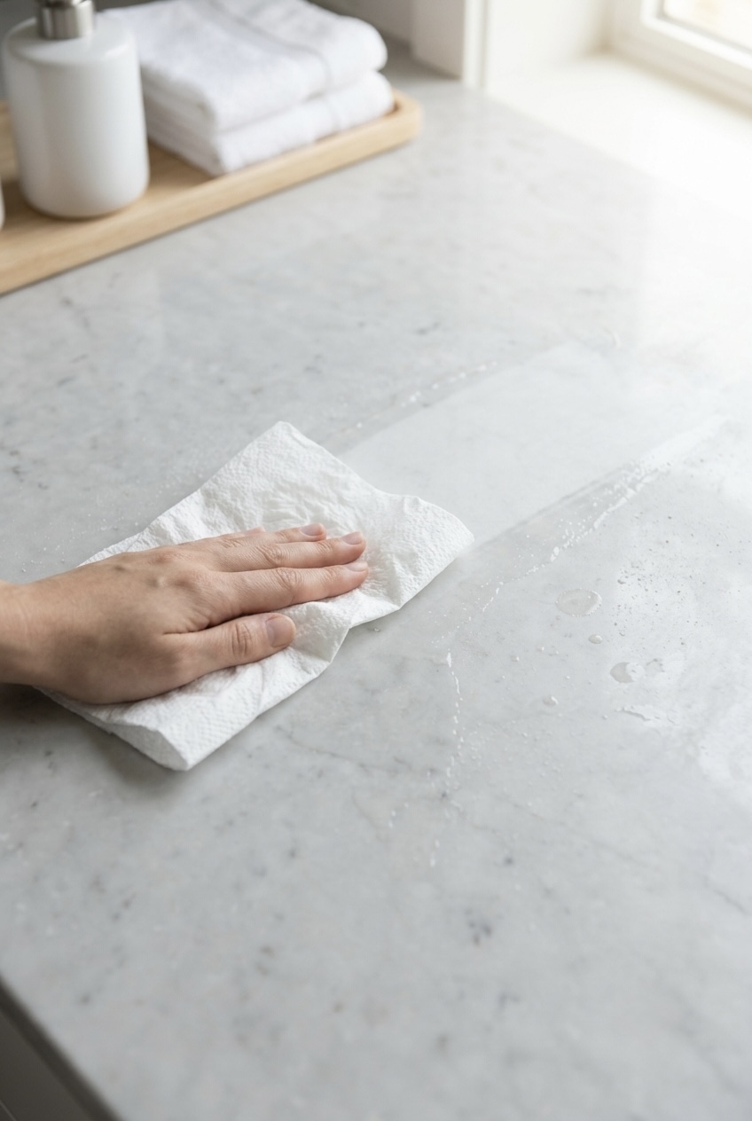 Damp Paper Towel Swipe